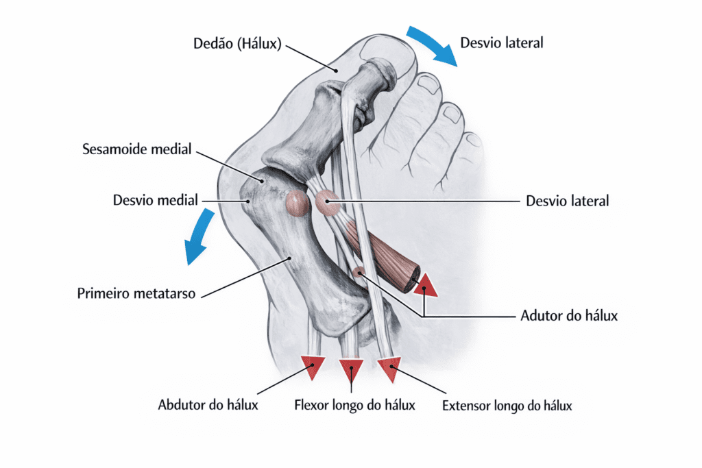 Ilustração explicativa sobre o que é joanete