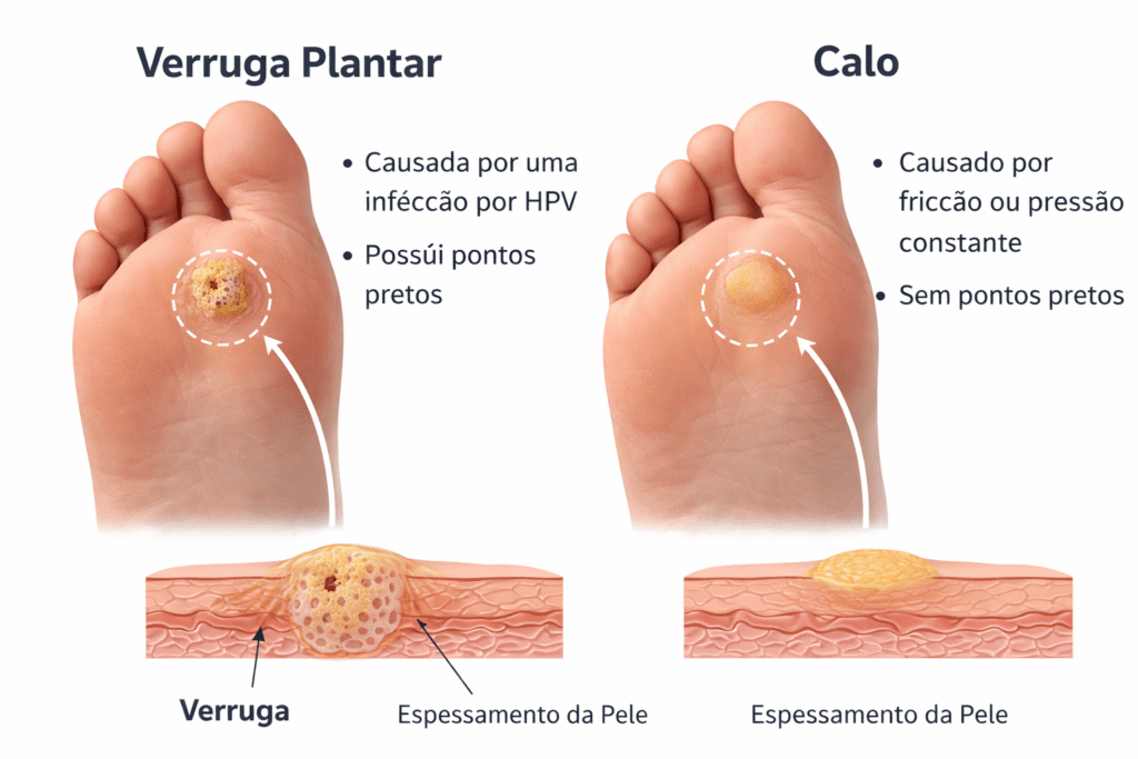 diferença entre calo e olho de peixe no pé