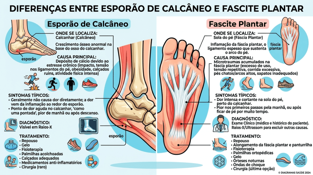 Comparativo entre Esporão de Calcanhar e Fascite Plantar