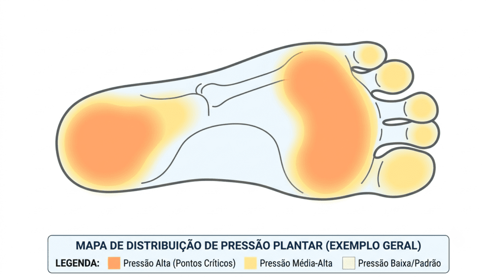 diagrama dos pontos de pressão do pé relacionados ao mal perfurante plantar